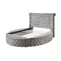 Gray Velvet Queen Size Bed with Storage K2827