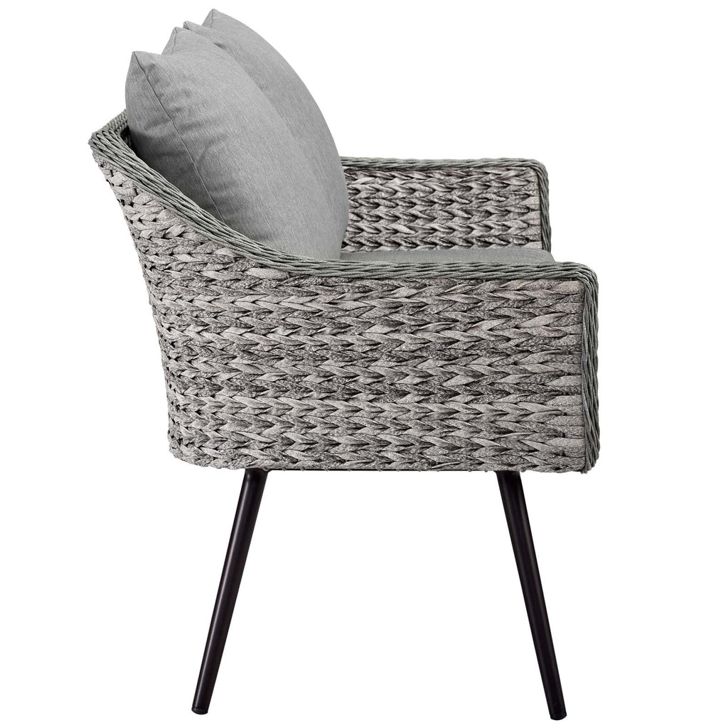 Gray 3 Piece Wicker Rattan Outdoor Loveseat and Armchair Set R534