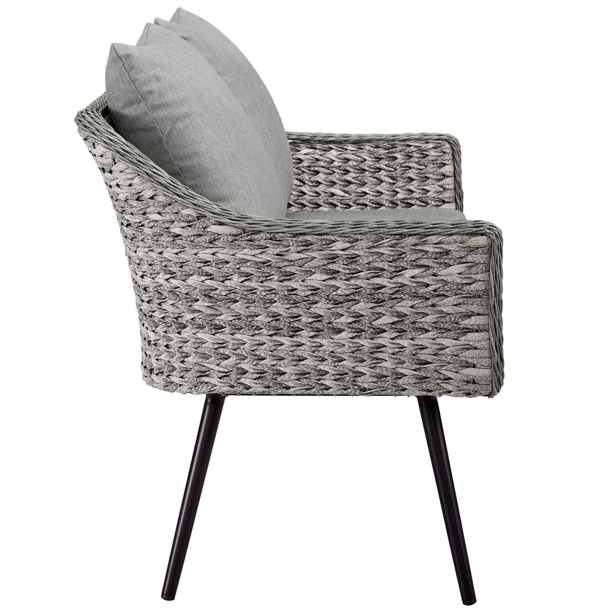 Gray 3 Piece Wicker Rattan Outdoor Loveseat and Armchair Set R534