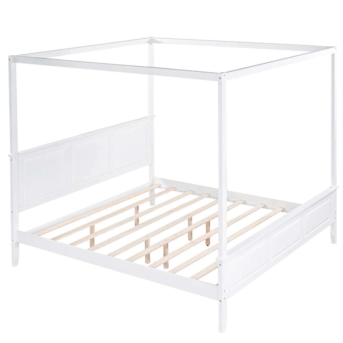 King Size Canopy Platform Bed with Headboard and Footboard W119