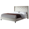 Beige Fabric Upholstered Wingback Platform Bed T9571
