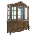 Antique Oak Wooden Hutch and Buffet with Glass Doors O32687