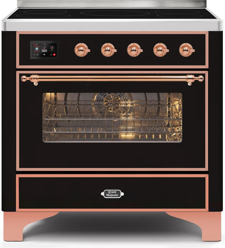36 Induction Range with Electric Oven in Glossy Black with Copper Trim Z6572