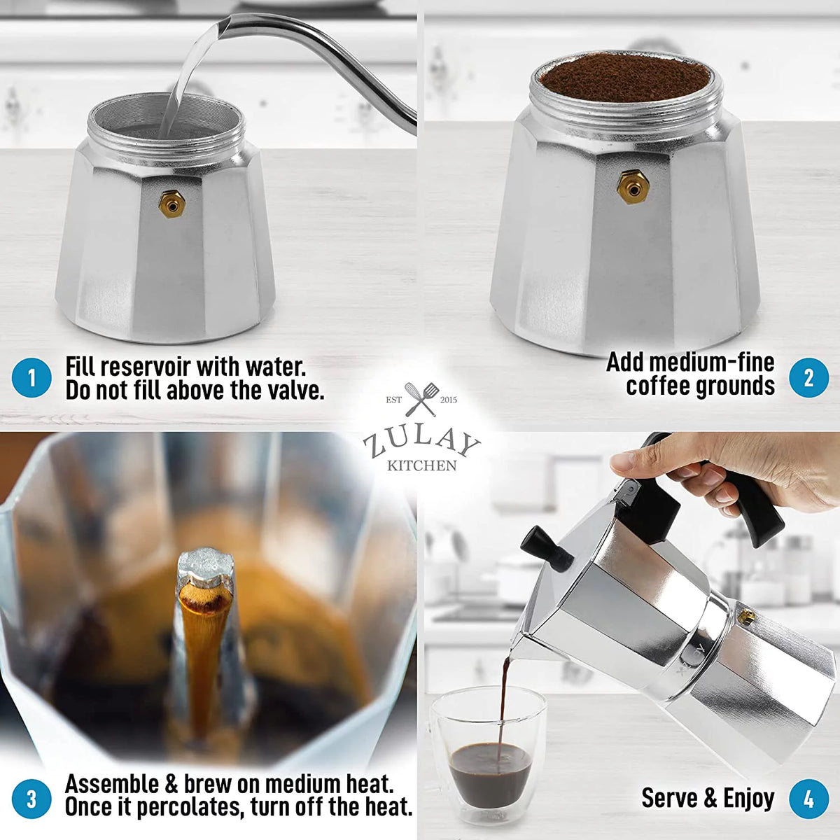 8 Espresso Cup Stovetop Moka Pot H39747