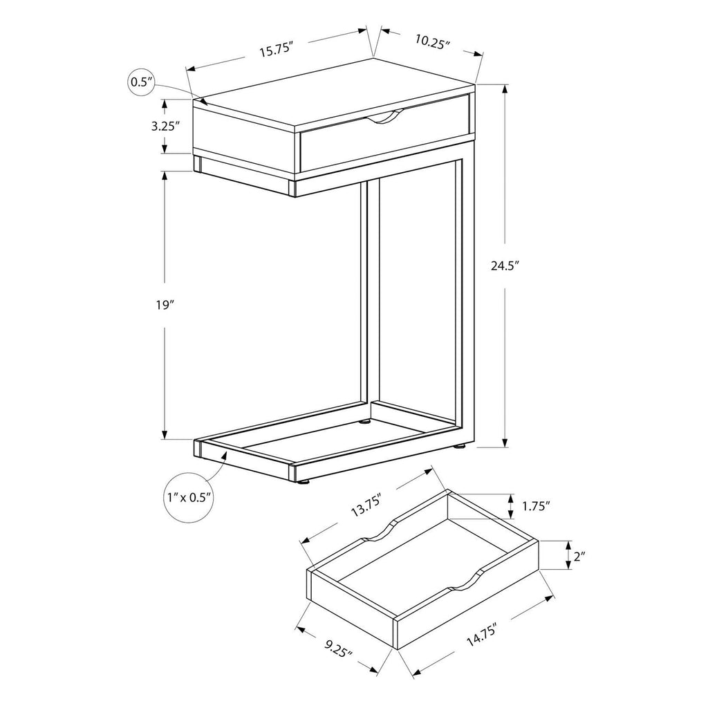 Brown Metal Accent Table with Drawer E53091