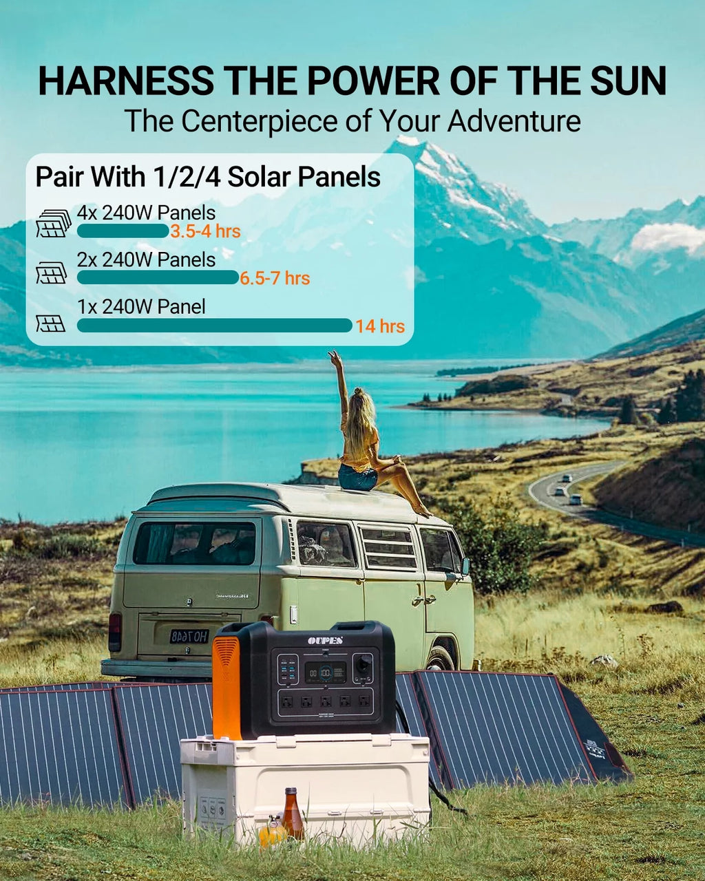 2400W 2232Wh Portable Power Station with 4 240W Solar Panels S763