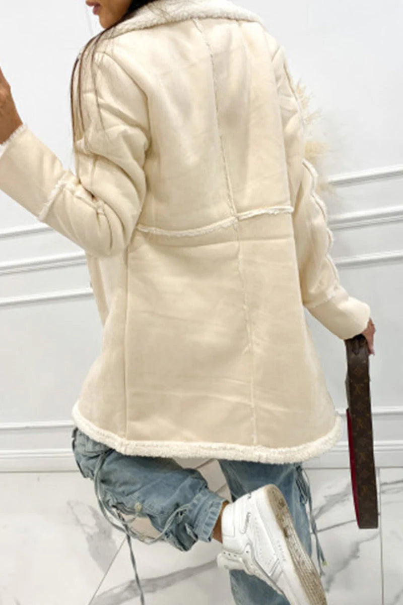 Solid Patchwork Pocket Half A Turtleneck Outerwear B595272
