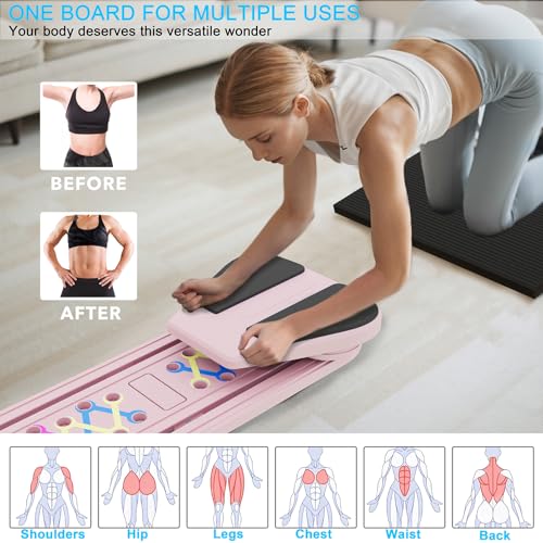 6 in 1 Foldable Pilates Reformer Set with Resistance Bands U79441