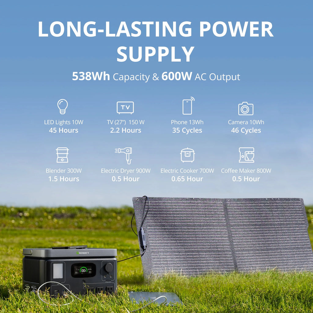 Portable Power Station 538Wh LiFePO4 600W AC Output F393