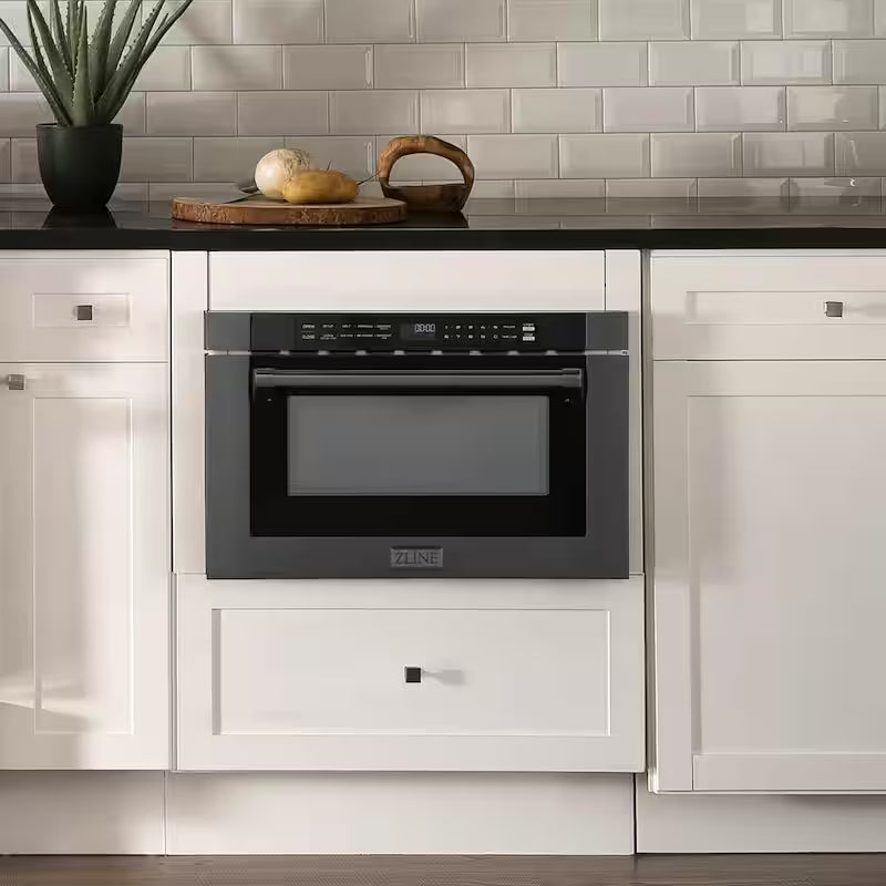 1000-Watt Built-In Microwave Drawer in Black Stainless Steel J923805
