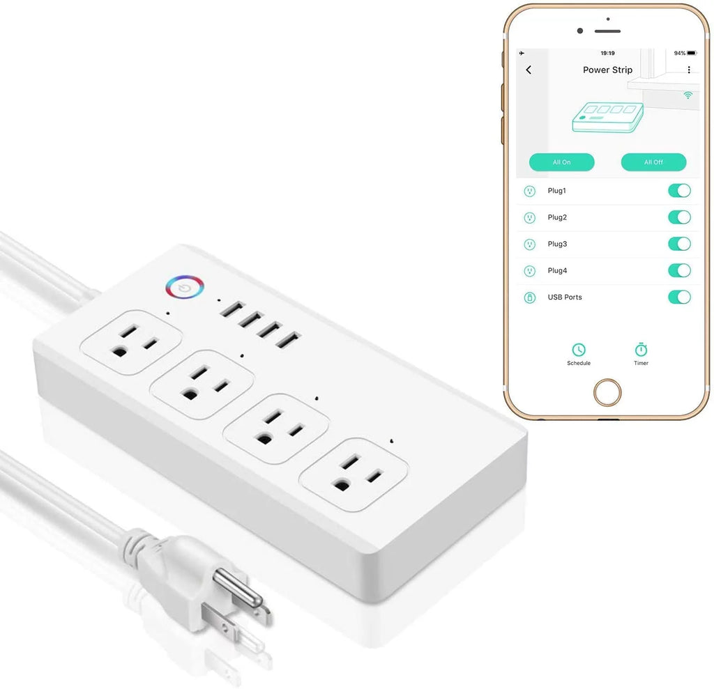 Smart Power Strip with 4 USB Charging Ports 4 AC Plugs V467012