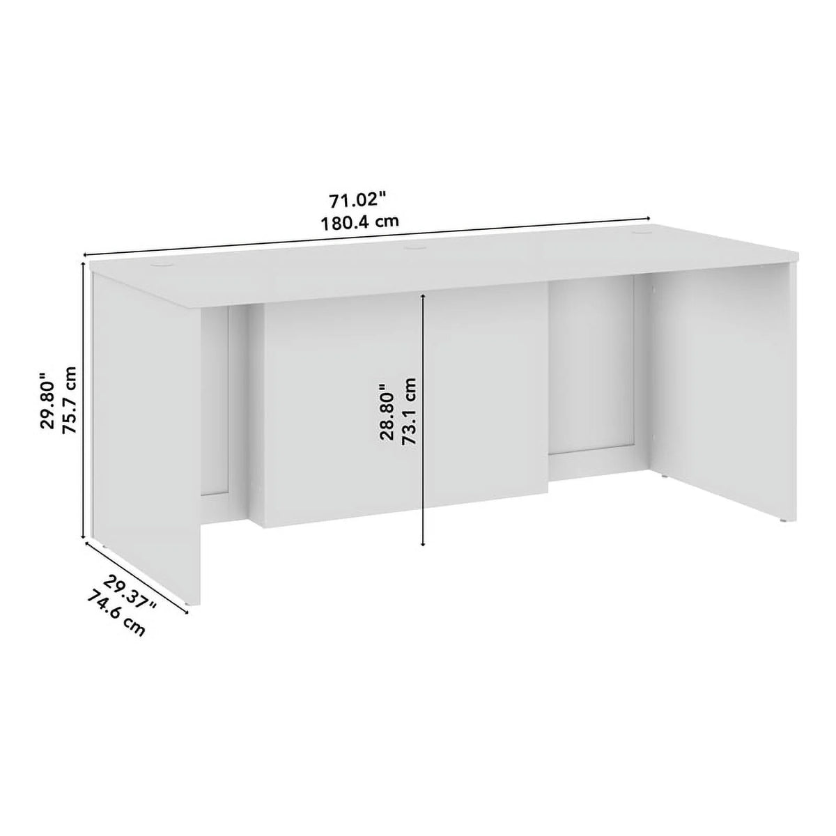 White Engineered Wood Executive Desk F979507