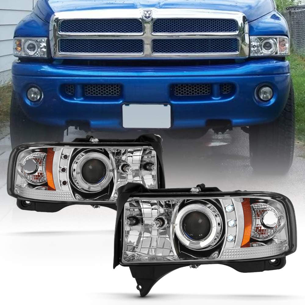 For 1994-2001 Dodge Ram 1500 2500 3500 Black Housing Projector Headlights S6094