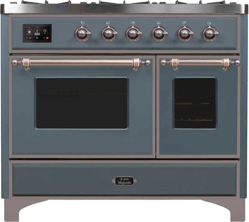 Blue Grey 40 Dual Fuel Propane Gas Range with Bronze Trim R25852