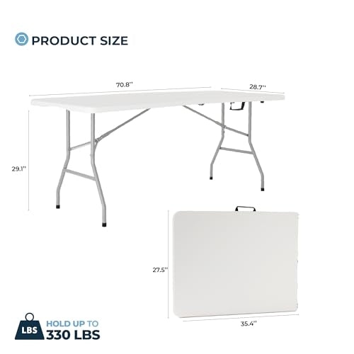 6ft Heavy Duty Folding Table with Carrying Handle T4533