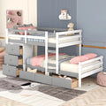 Twin over Twin Bunk Bed with Six Drawers Gray J122