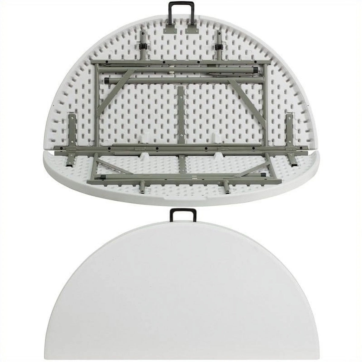 60.5" Round Granite Folding Table in White K592383