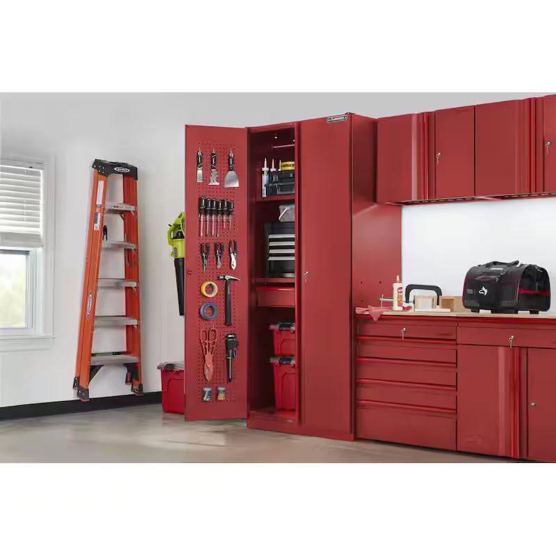 Heavy Duty 20-Gauge Steel Freestanding Garage Cabinet in Red I974