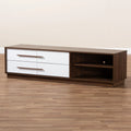White and Walnut 4-Drawer Wood TV Stand E322837