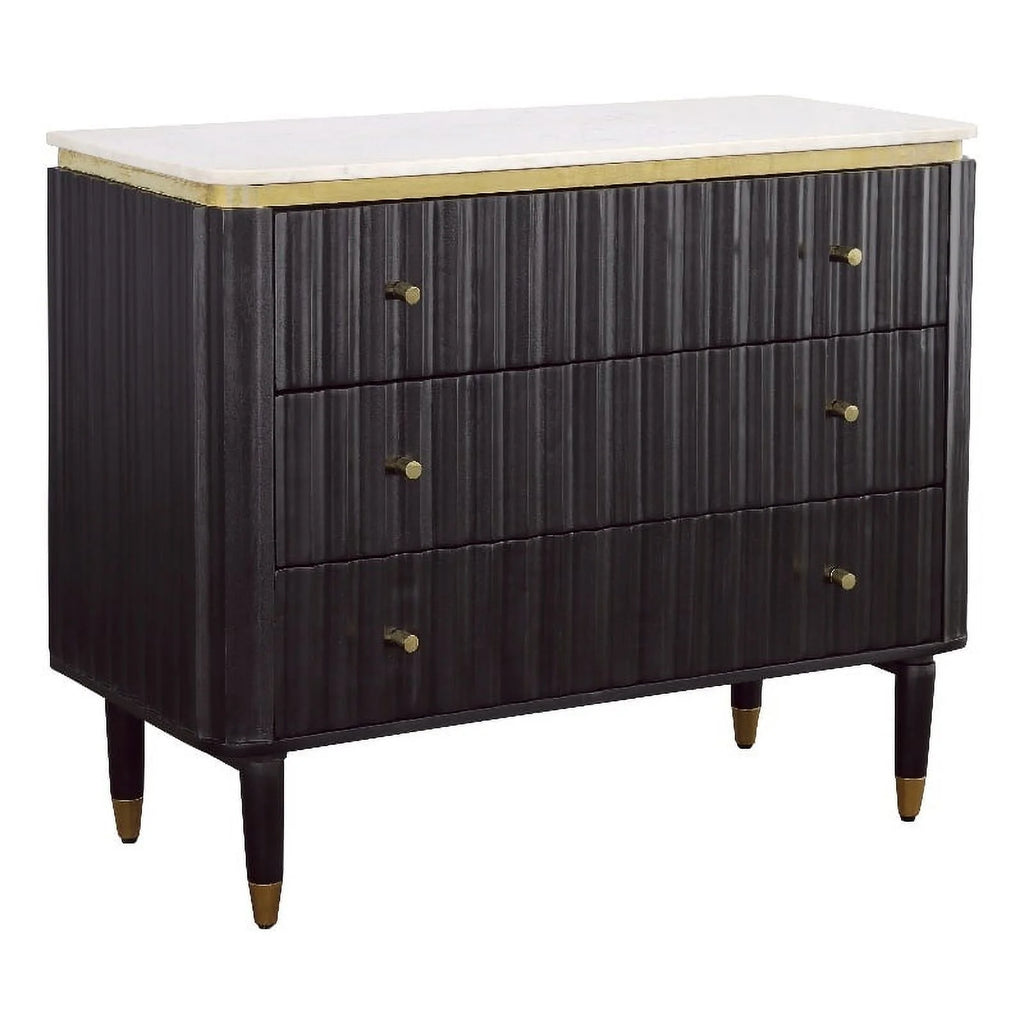 Black and Gold 3-Drawer Wood Chest W75310
