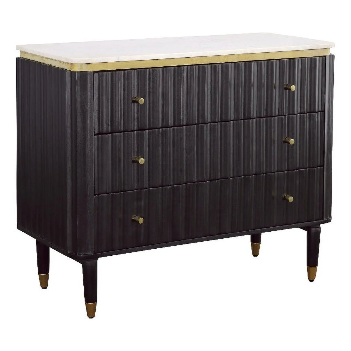 Black and Gold 3-Drawer Wood Chest W75310