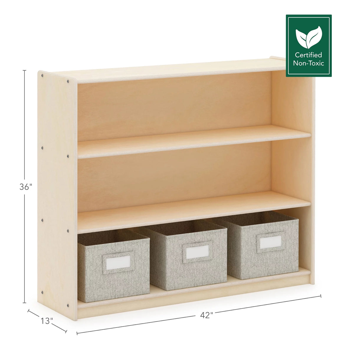 Three Shelf Open Storage with 3 Fabric Bins S47813