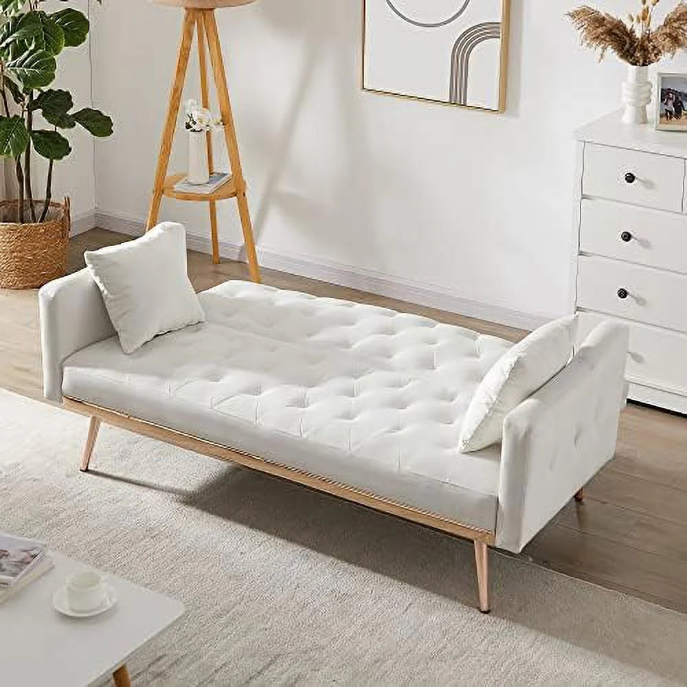 65” Convertible Velvet Sofa Bed with 2 Pillows J7724