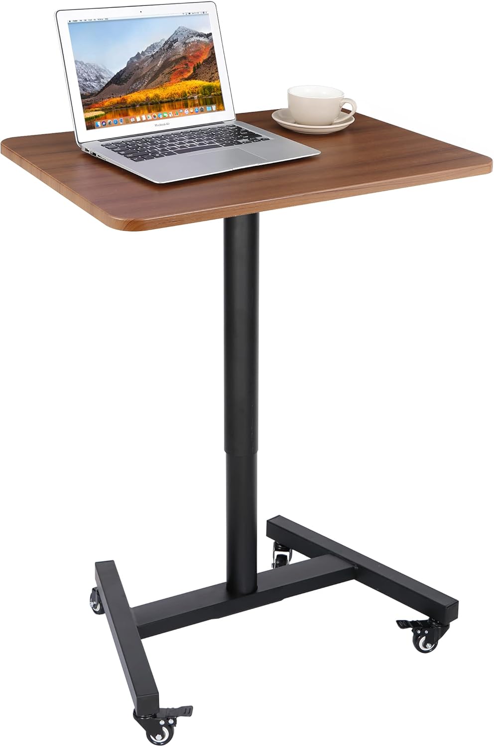 28 Inch Pneumatic Height Adjustable Rolling Standing Desk Cart Black R3210