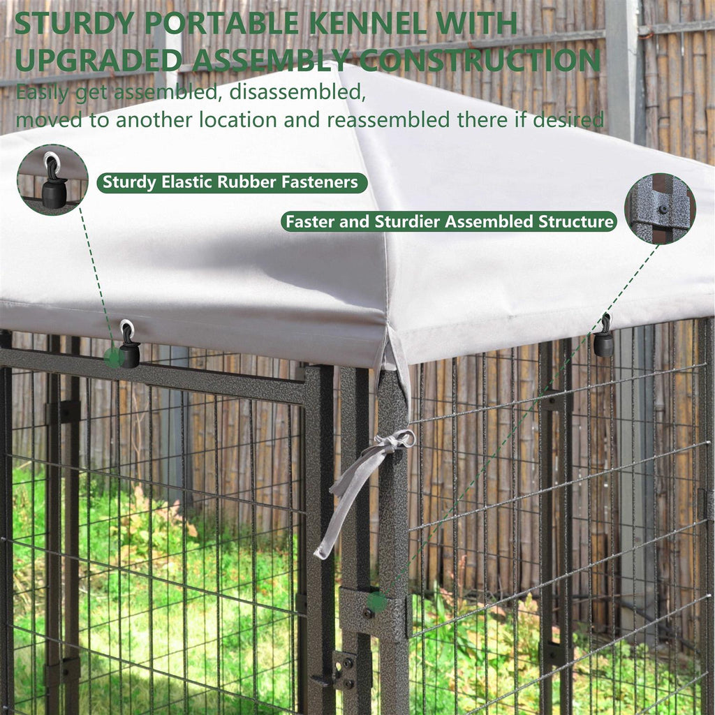 Outdoor Dog Kennel with Feeding Door and Cover F67679