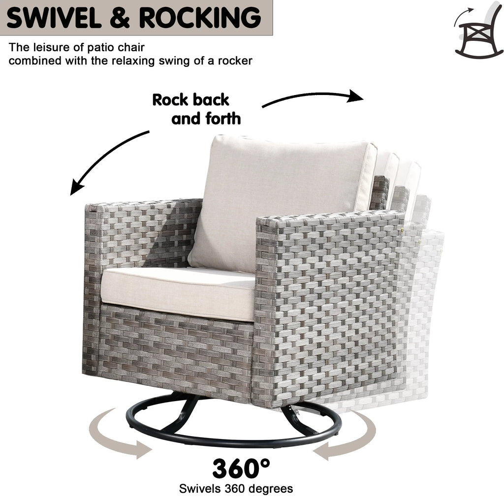 2 Pieces Wicker Bistro Set with Swivel Chairs and Coffee Table I84267