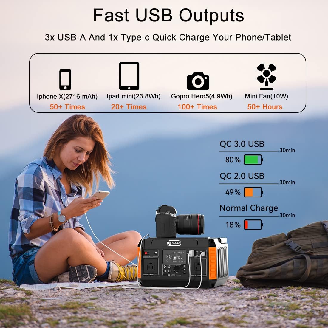 560W Portable Power Station with AC Outlets and USB Outputs W6441