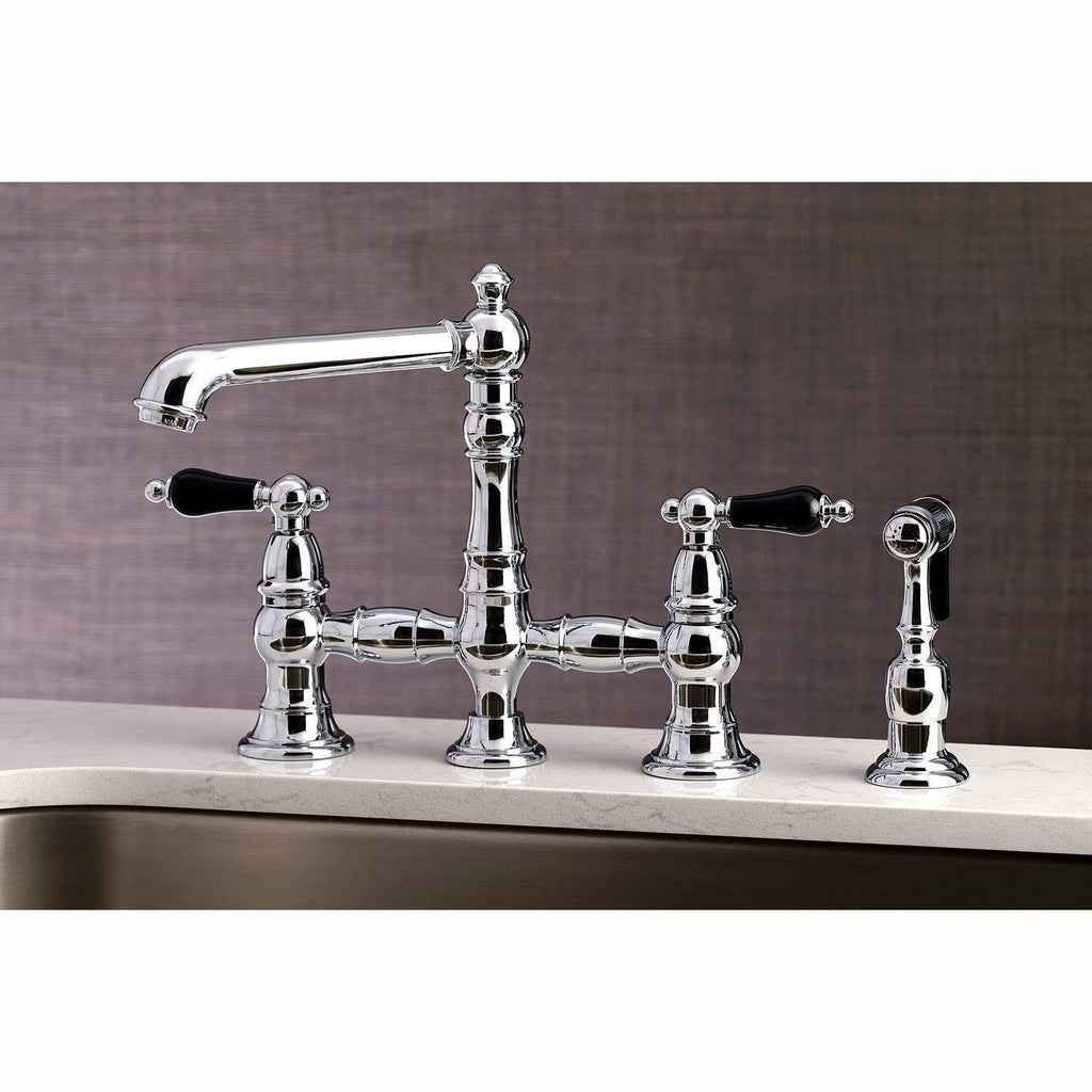 Bridge Kitchen Faucet with Brass Sprayer Matte Black F5117