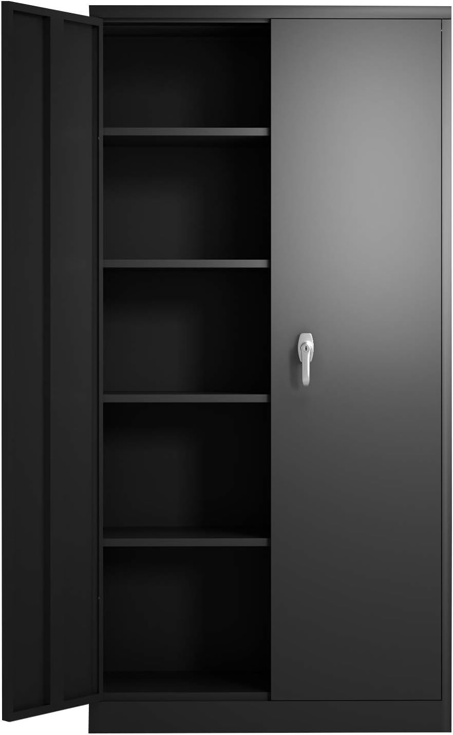 72 Inches Black Metal Storage Cabinet with Shelves I975172