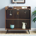 Dark Walnut 30 Inch Glass Door Bar Cabinet Y913