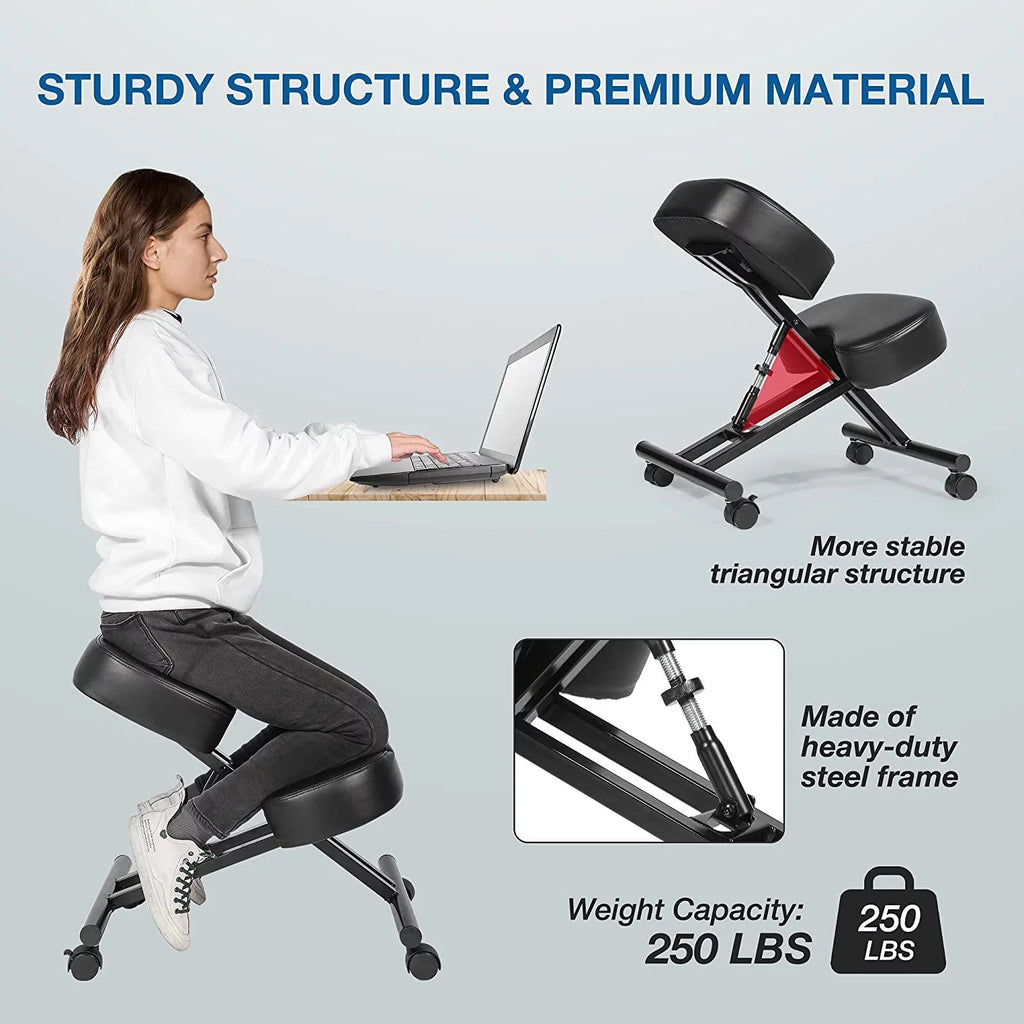 Ergonomic Kneeling Chair Adjustable Height Padded Knee Stool H17592