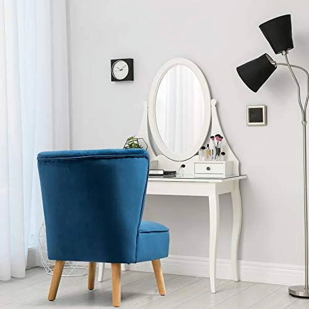 Armless Velvet Accent Chair with Rubber Wood Legs R838