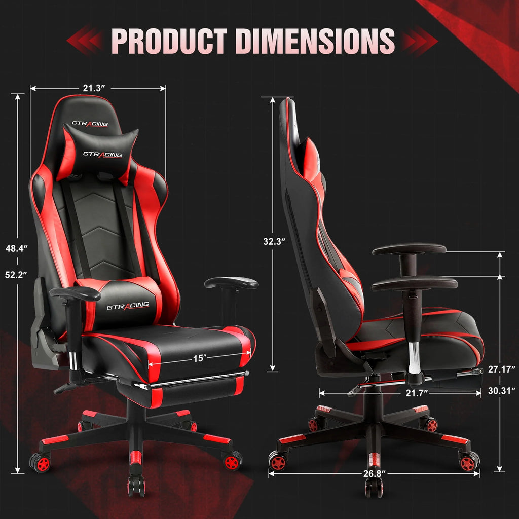 Red PU Leather Gaming Chair with Footrest O373