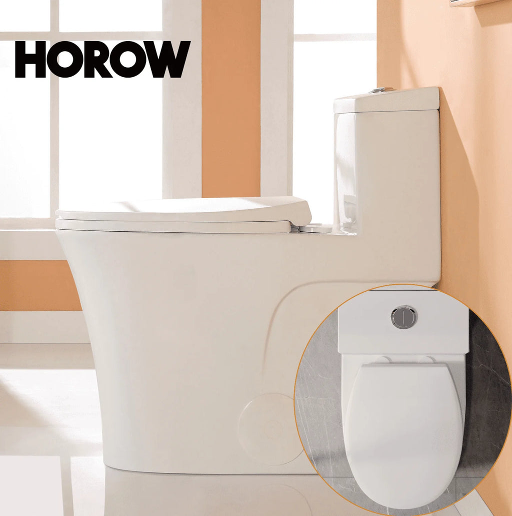 Elongated One Piece Toilet with Comfort Chair Seat, Dual Flush, White G699