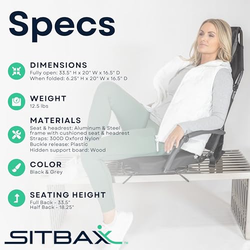 Padded Reclining Stadium Chair with Backpack Straps H7461