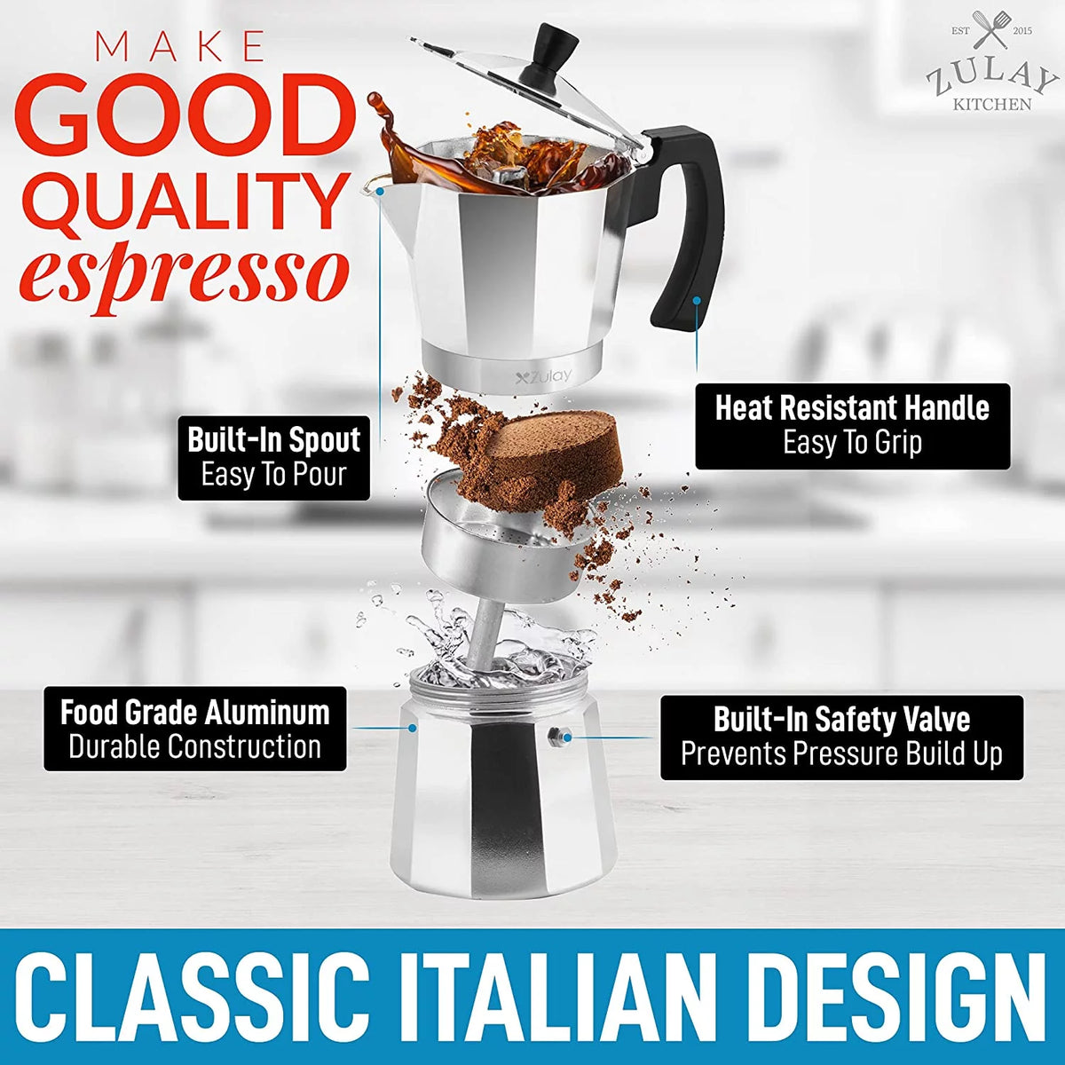 8 Espresso Cup Stovetop Moka Pot H39747