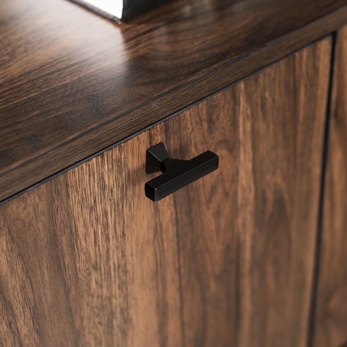 Glass Top Two-Door Nightstand Set of 2 Dark Walnut Y42140