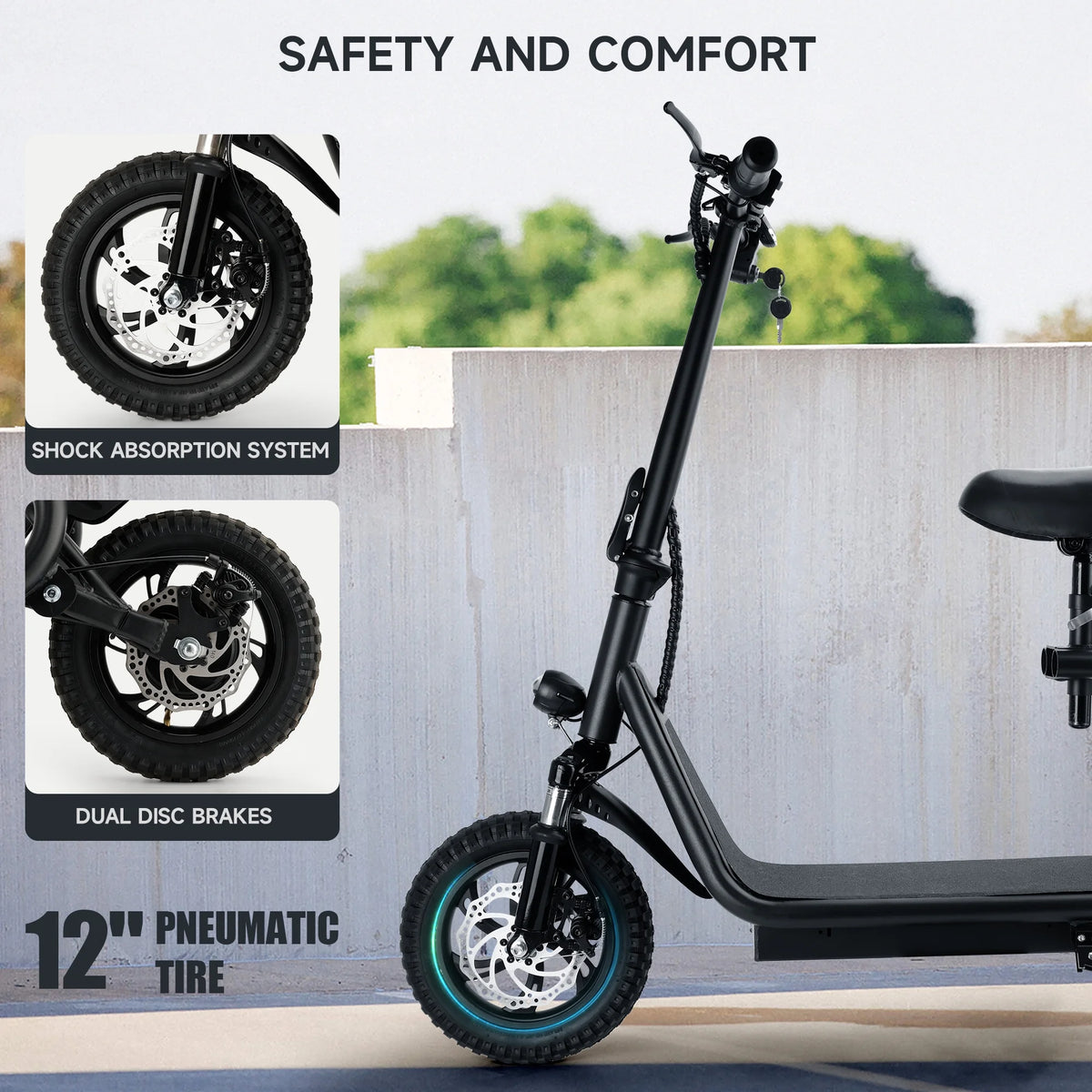 500W Electric Scooter with Seat and Carry Basket G7286