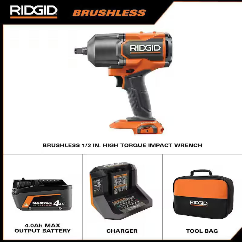 18V Brushless Cordless 1/2 in. High-Torque Impact Wrench Kit J40488