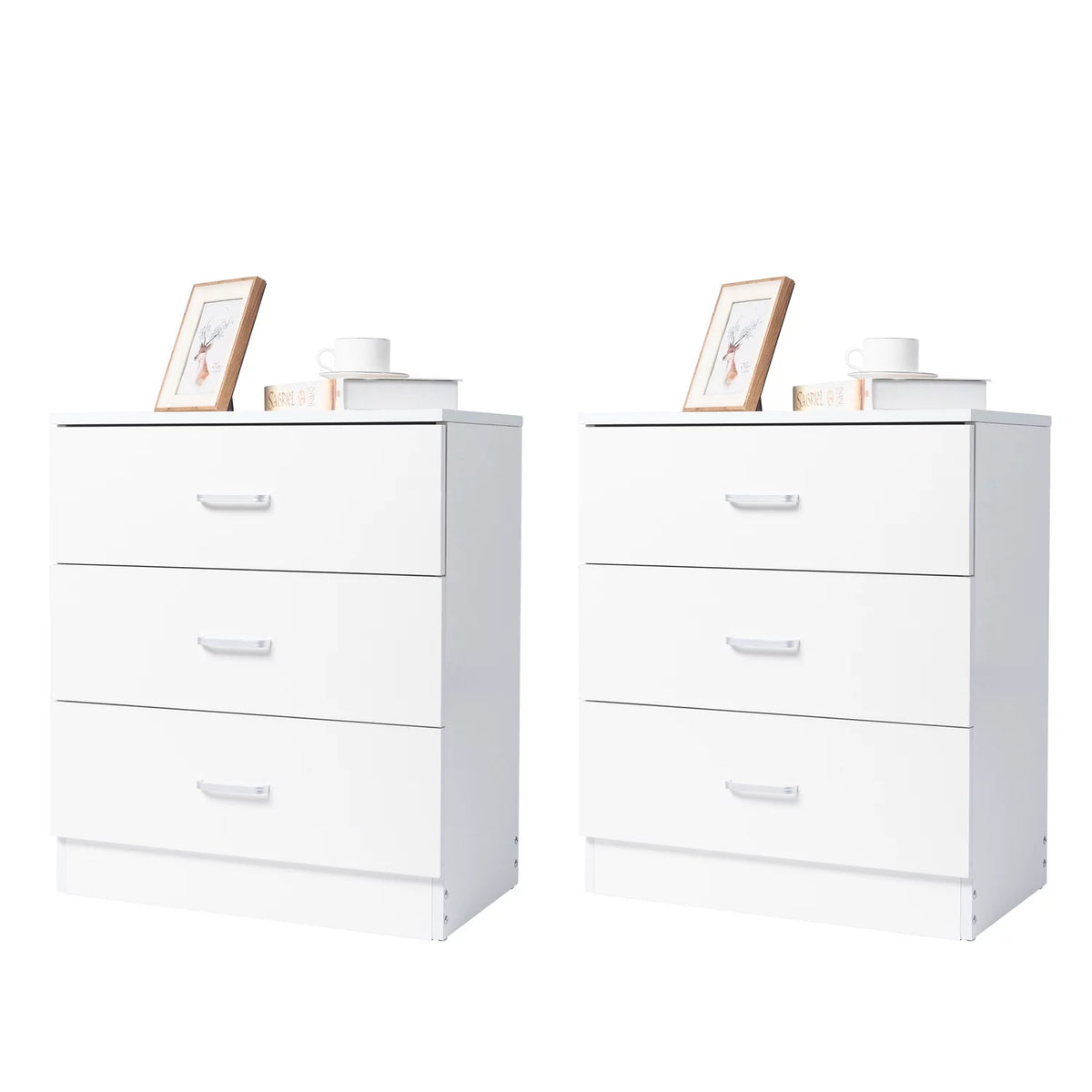 Set of 2 White 3 Drawer Dresser I562744
