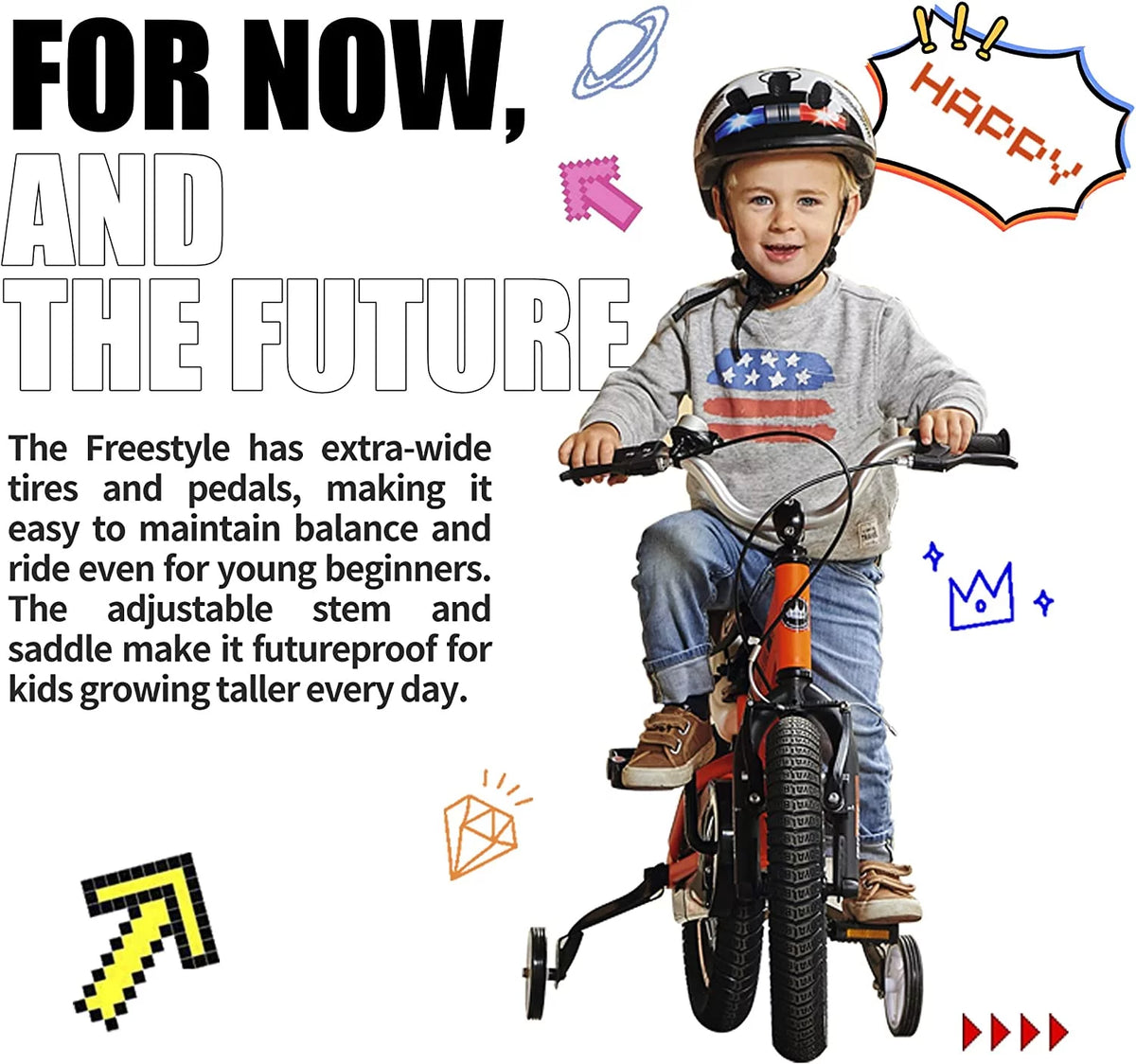 16 In Black Kids Bike with Training Wheels C4059