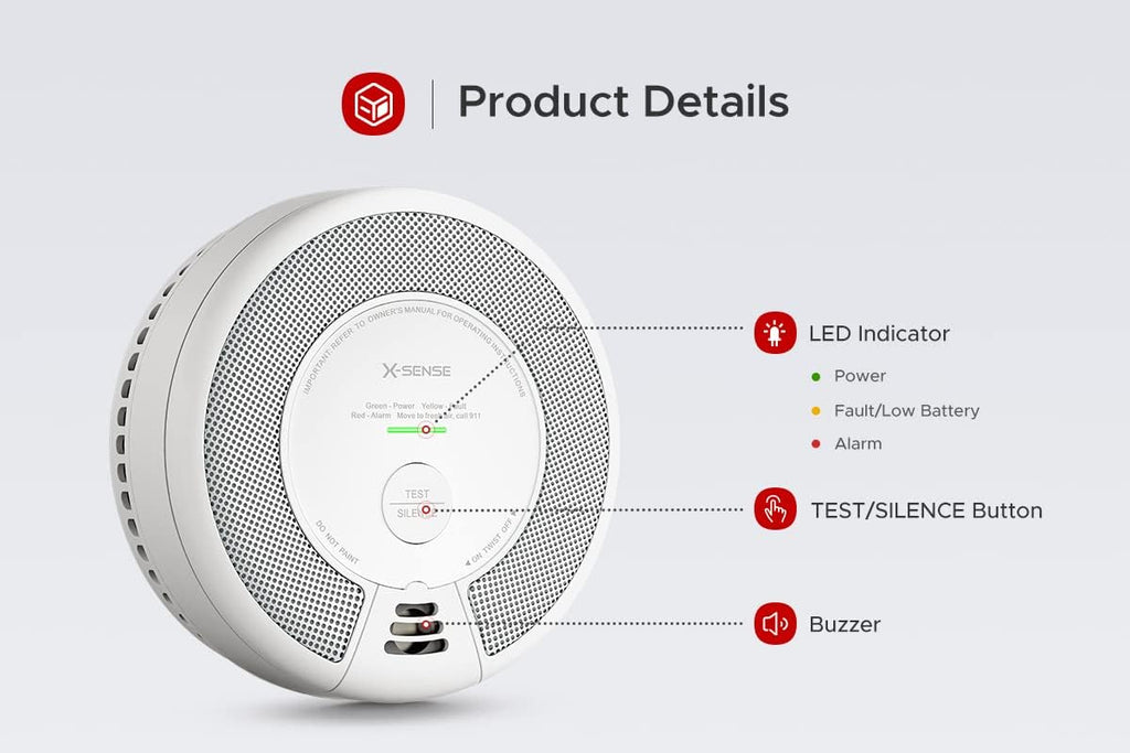 Wireless Interconnected Combination Smoke and Carbon Monoxide Detector, 10-Year Battery, Pack of 6 I1902