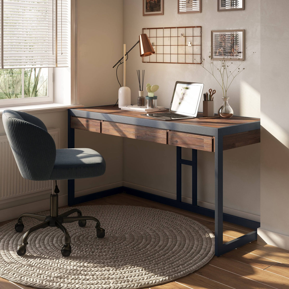 Solid Acacia Wood 60 inch Writing Desk C57349