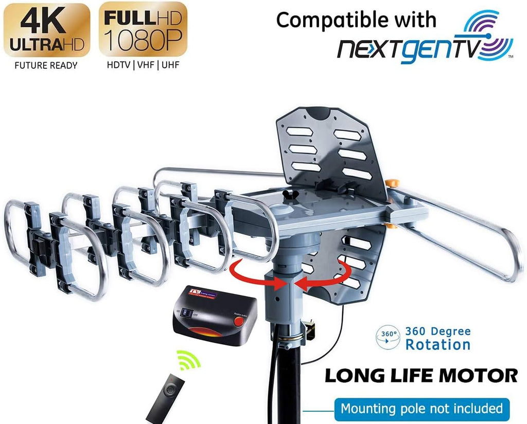 Outdoor Digital Amplified HDTV Antenna, 150 Mile 360 Degree Rotation X4241