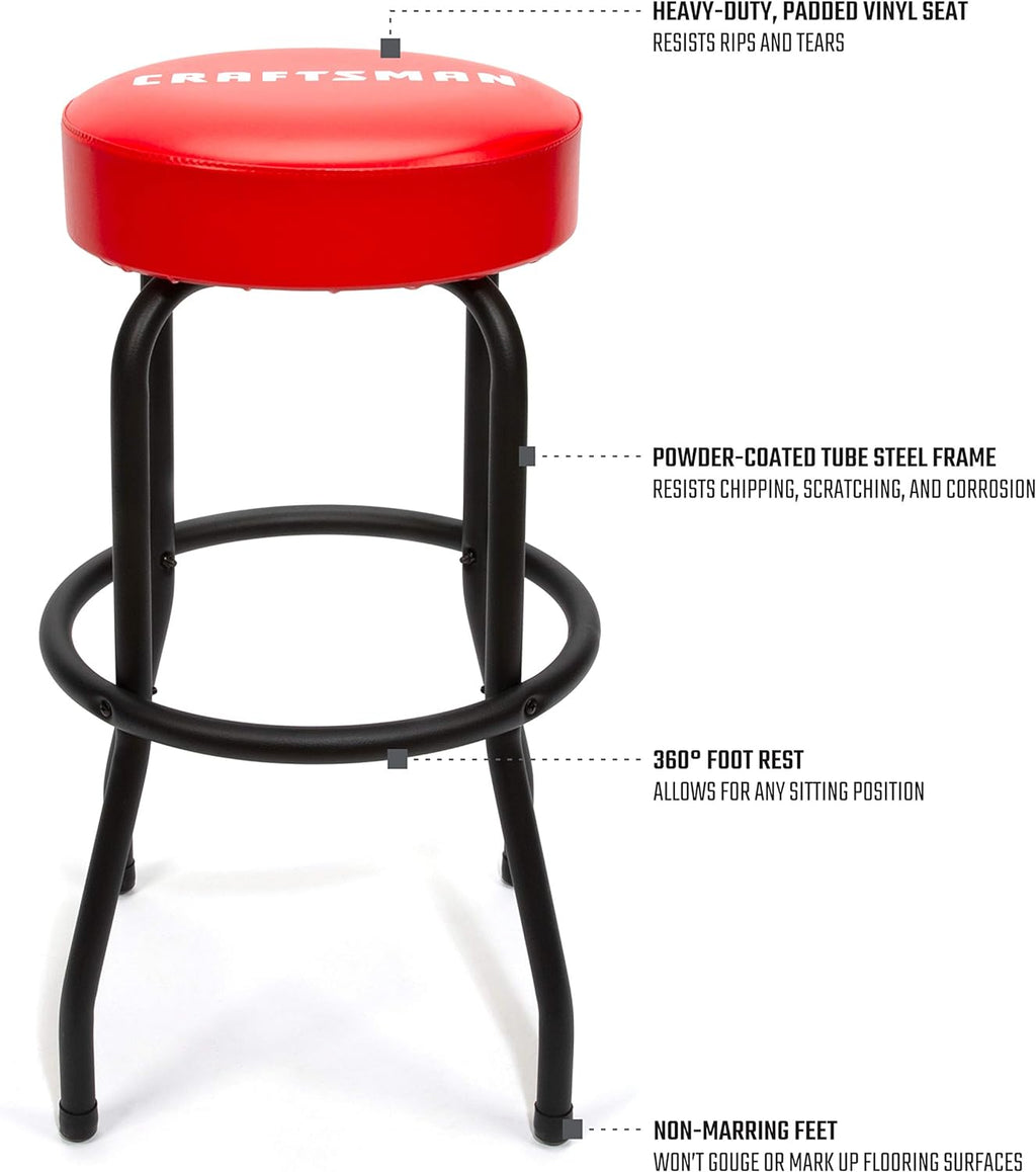 Adjustable Height Work Shop Stool with Padded Vinyl Seat Q5193