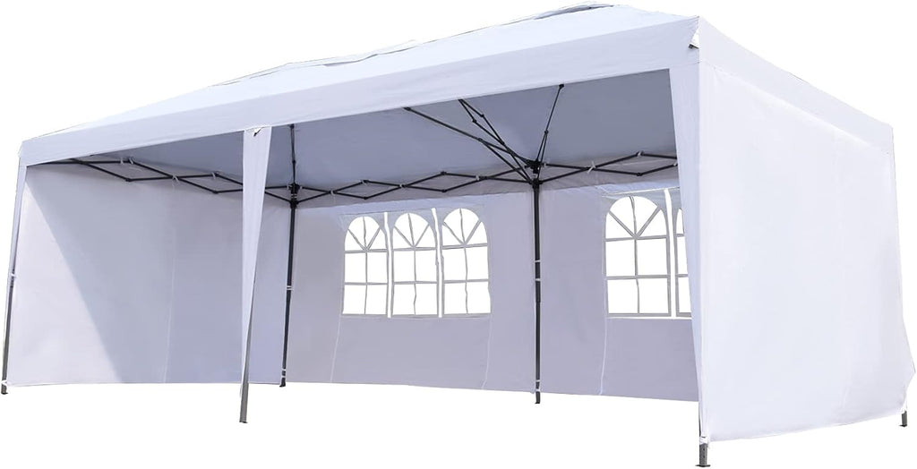 10' x 20' Pop Up Canopy with 4 Removable Sidewalls and Carry Bag, White B5638